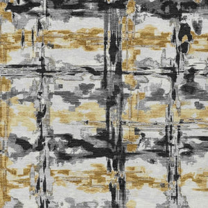 HomeRoots 8 X 10 Gray Abstract Polyester Area Rug Washable Stain Resistant Indoor Outdoor 734001