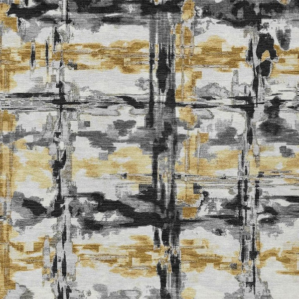 HomeRoots 8 X 10 Gray Abstract Polyester Area Rug Washable Stain Resistant Indoor Outdoor 734001
