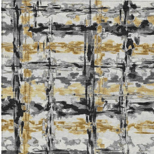 8 X 10 Gray Abstract Polyester Area Rug Washable Stain Resistant Indoor Outdoor
