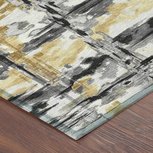 8 X 10 Gray Abstract Polyester Area Rug Washable Stain Resistant Indoor Outdoor