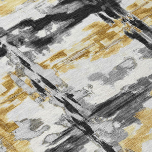 8 X 10 Gray Abstract Polyester Area Rug Washable Stain Resistant Indoor Outdoor
