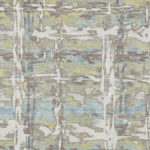 HomeRoots 9 X 12 Abstract Ivory Green Polyester Rug Stain Resistant for Indoor Outdoor Use 734008