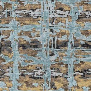 HomeRoots 8 X 10 Teal Abstract Polyester Area Rug Washable Stain Resistant Indoor Outdoor 734019