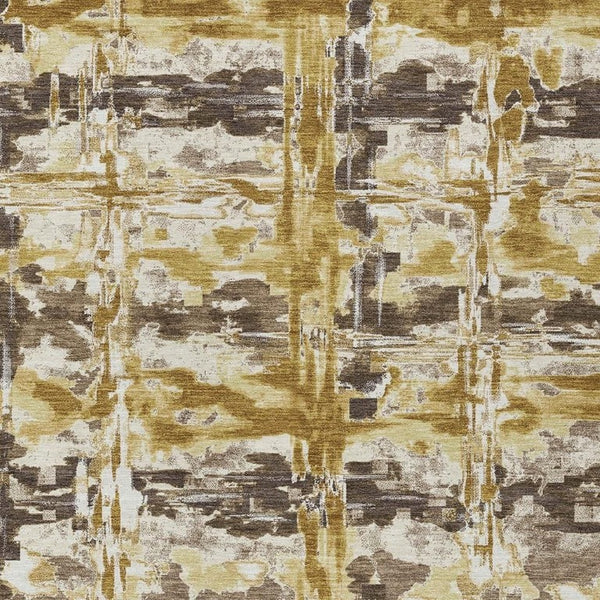 HomeRoots 8 Ft X 10 Ft Gold Abstract Polyester Area Rug Stain Resistant for Patio or Living Room 734025
