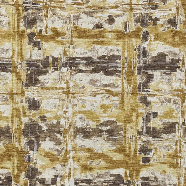 HomeRoots 9 X 12 Gold Abstract Polyester Area Rug Washable for Indoor Outdoor Spaces 734026