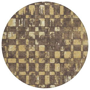 8 Ft Round Abstract Polyester Area Rug Washable Stain Resistant Indoor Outdoor Decor