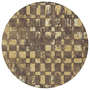 8 Ft Round Abstract Polyester Area Rug Washable Stain Resistant Indoor Outdoor Decor