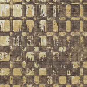 HomeRoots 10 X 14 Abstract Brown Gold Polyester Area Rug Stain Resistant Indoor Outdoor Use 734045