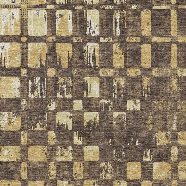 HomeRoots 10 X 14 Abstract Brown Gold Polyester Area Rug Stain Resistant Indoor Outdoor Use 734045