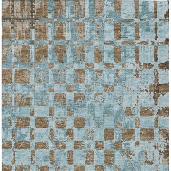 8 X 10 Teal Aqua Abstract Polyester Area Rug Washable Stain Resistant Indoor Outdoor