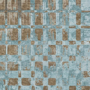 HomeRoots 9 X 12 Teal Aqua Abstract Polyester Area Rug Washable for Patio Porch Living Room 734062