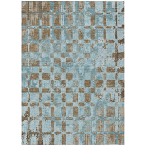 10 X 14 Teal Aqua Abstract Polyester Area Rug Washable Stain Resistant Indoor Outdoor