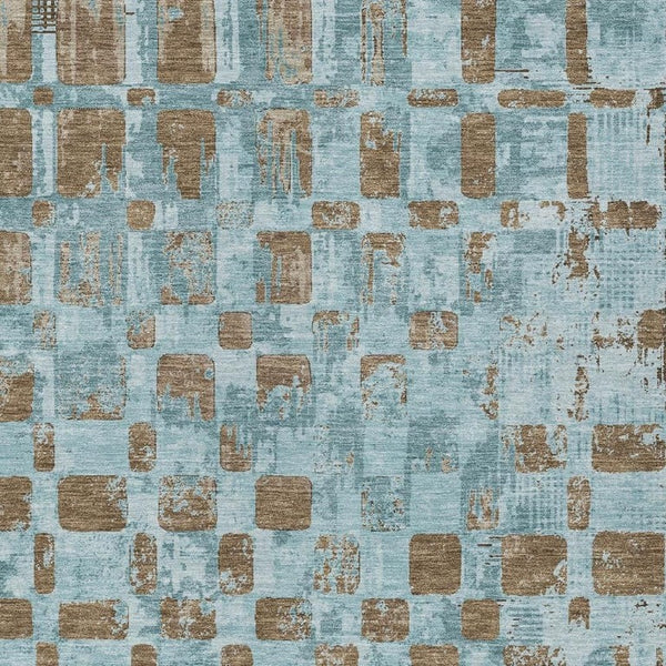 HomeRoots 10 X 14 Teal Aqua Abstract Polyester Area Rug Washable Stain Resistant Indoor Outdoor 734063