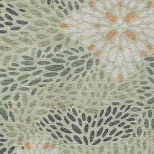 HomeRoots 5 X 8 Abstract Green Khaki Polyester Area Rug Washable for Indoor Outdoor Use 734071