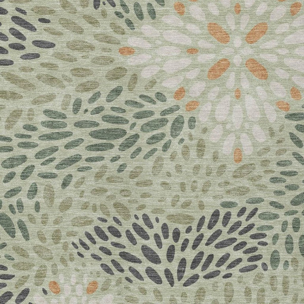 HomeRoots 5 X 8 Abstract Green Khaki Polyester Area Rug Washable for Indoor Outdoor Use 734071