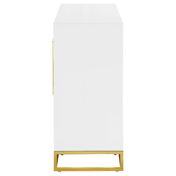 English Elm Synchrony White and Gold Art Deco 2-Door Accent Cabinet with Shelves, Metal Trim, Chic Storage B062P351428