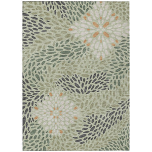 10 X 14 Abstract Green Khaki Polyester Area Rug Washable for Indoor Outdoor Use