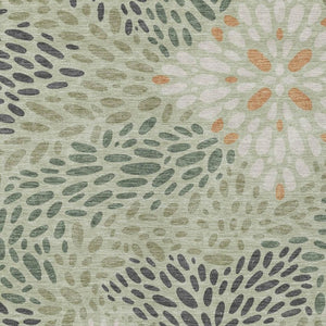 HomeRoots 10 X 14 Abstract Green Khaki Polyester Area Rug Washable for Indoor Outdoor Use 734075