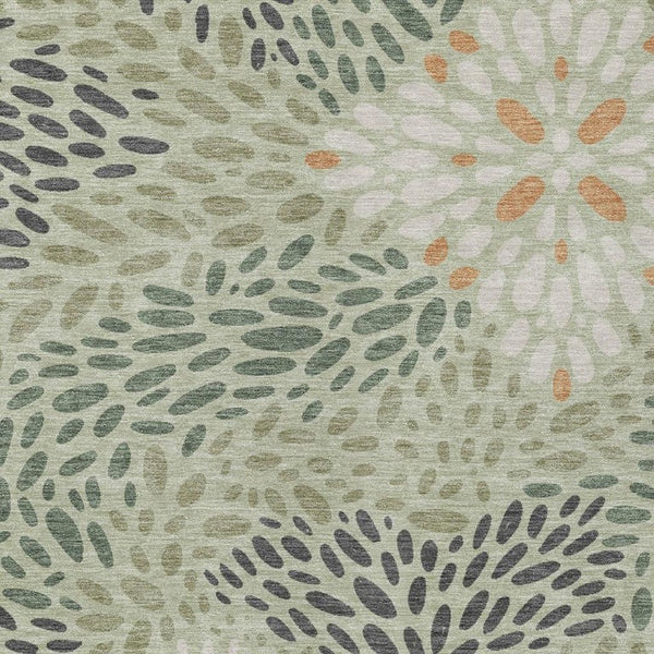 HomeRoots 10 X 14 Abstract Green Khaki Polyester Area Rug Washable for Indoor Outdoor Use 734075