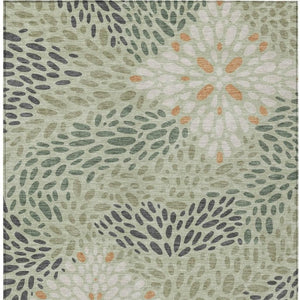 10 X 14 Abstract Green Khaki Polyester Area Rug Washable for Indoor Outdoor Use