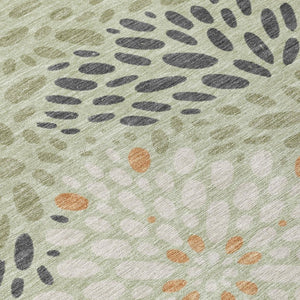 10 X 14 Abstract Green Khaki Polyester Area Rug Washable for Indoor Outdoor Use