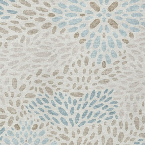 HomeRoots 5x8 Abstract Ivory Polyester Area Rug Washable Stain Resistant Indoor Outdoor Use 734083