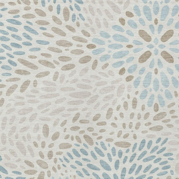 HomeRoots 8 X 10 Abstract Ivory Pearl Polyester Area Rug Washable for Indoor Outdoor Use 734085