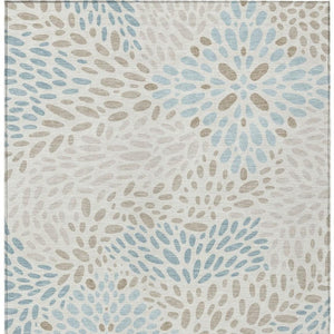 8 X 10 Abstract Ivory Pearl Polyester Area Rug Washable for Indoor Outdoor Use