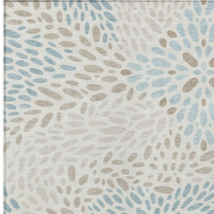 HomeRoots 10 X 14 Ivory Pearl Abstract Polyester Area Rug Washable for Indoor Outdoor Use 734087