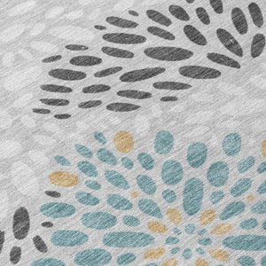 5 X 8 Silver Gray Abstract Polyester Area Rug Washable for Indoor Outdoor Use