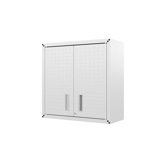 English Elm Floating Wall Mounted Garage Cabinet with Locking Doors and Diamond Texture Exterior White B365P398220