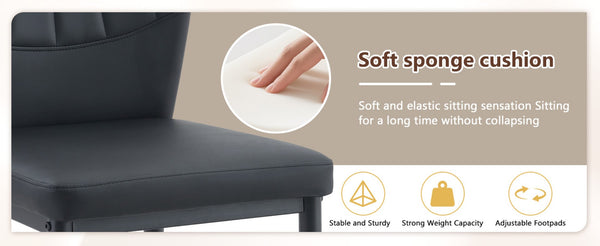 English Elm Table Black Textured Dining Set With 4 Ergonomic Pu Chairs - Modern, Durable & Stylish Design For Home W1151S04308-GIGA