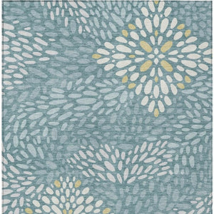 HomeRoots 5 X 8 Teal Silver Abstract Polyester Area Rug Washable for Indoor Outdoor Use 734101