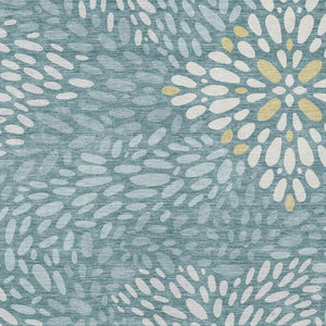 HomeRoots 8 X 10 Teal Silver Abstract Polyester Area Rug Washable for Indoor Outdoor Use 734103