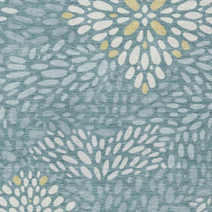 HomeRoots 10 X 14 Teal Silver Abstract Polyester Area Rug Washable Stain Resistant Indoor Outdoor 734105