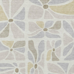 HomeRoots 8x10 Ivory Linen Floral Polyester Area Rug Stain Resistant for Patio and Living Room 734115