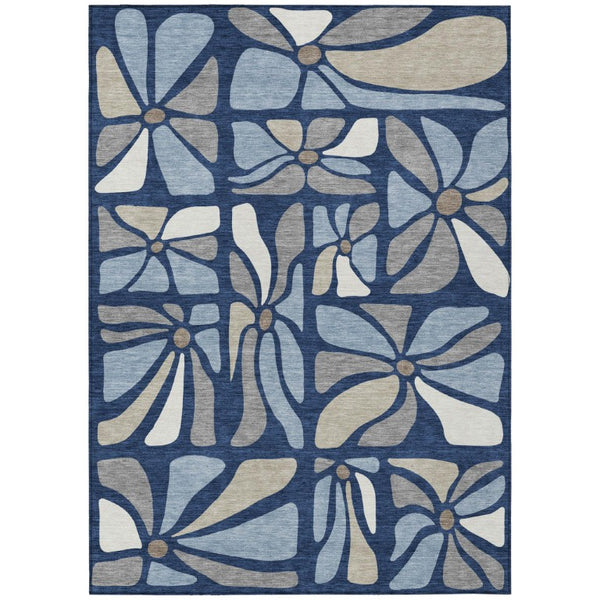 8 X 10 Floral Polyester Area Rug Washable Stain Resistant Indoor Outdoor Use