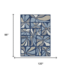 8 X 10 Floral Polyester Area Rug Washable Stain Resistant Indoor Outdoor Use