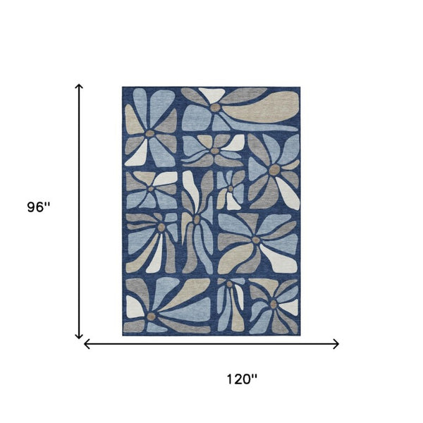 8 X 10 Floral Polyester Area Rug Washable Stain Resistant Indoor Outdoor Use