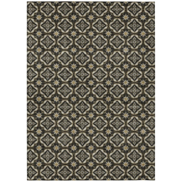 5 X 8 Geometric Polyester Area Rug Washable Indoor Outdoor for Patio or Living Room