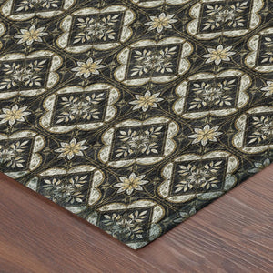 5 X 8 Geometric Polyester Area Rug Washable Indoor Outdoor for Patio or Living Room