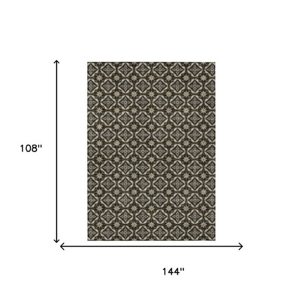 9 X 12 Geometric Polyester Area Rug for Indoor Outdoor High Traffic Spaces