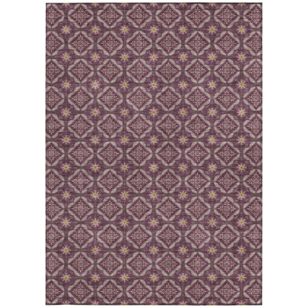 9 X 12 Purple Geometric Polyester Area Rug Washable Stain Resistant Indoor Outdoor