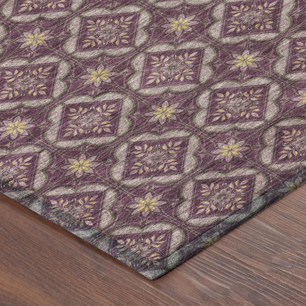 9 X 12 Purple Geometric Polyester Area Rug Washable Stain Resistant Indoor Outdoor