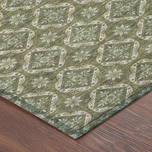 8 Ft X 10 Ft Olive Geometric Polyester Area Rug Stain Resistant Indoor Outdoor Use