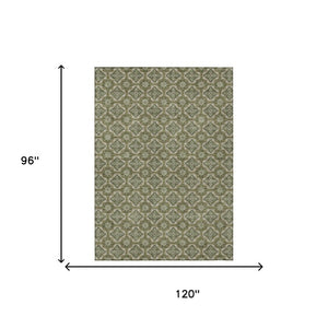 8 Ft X 10 Ft Olive Geometric Polyester Area Rug Stain Resistant Indoor Outdoor Use