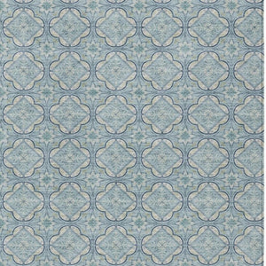HomeRoots 8 Ft X 10 Ft Sky Blue Geometric Polyester Washable Rug for Patio or Living Room 734169
