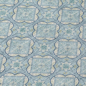 8 Ft X 10 Ft Sky Blue Geometric Polyester Washable Rug for Patio or Living Room