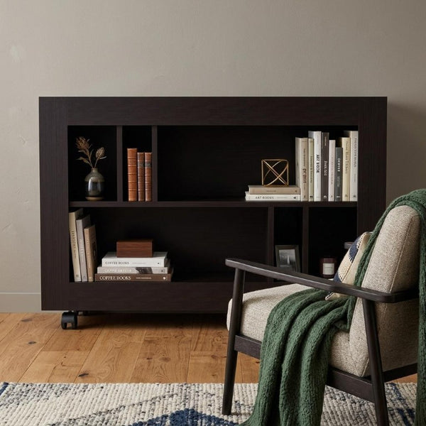 25 Inch Wood Five Tier Bookcase for Living Room Office Storage and Display Organization