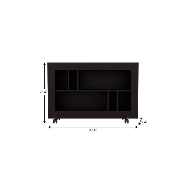 25 Inch Wood Five Tier Bookcase for Living Room Office Storage and Display Organization